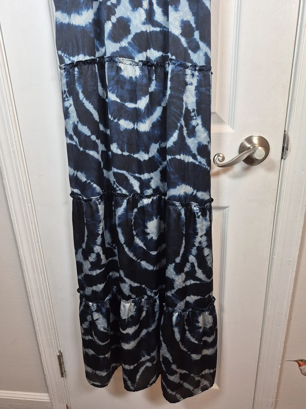 Michael Kors Tie Dye Maxi Dress Boho Tiered Satin Slip Summer Casual M - Picture 4 of 7